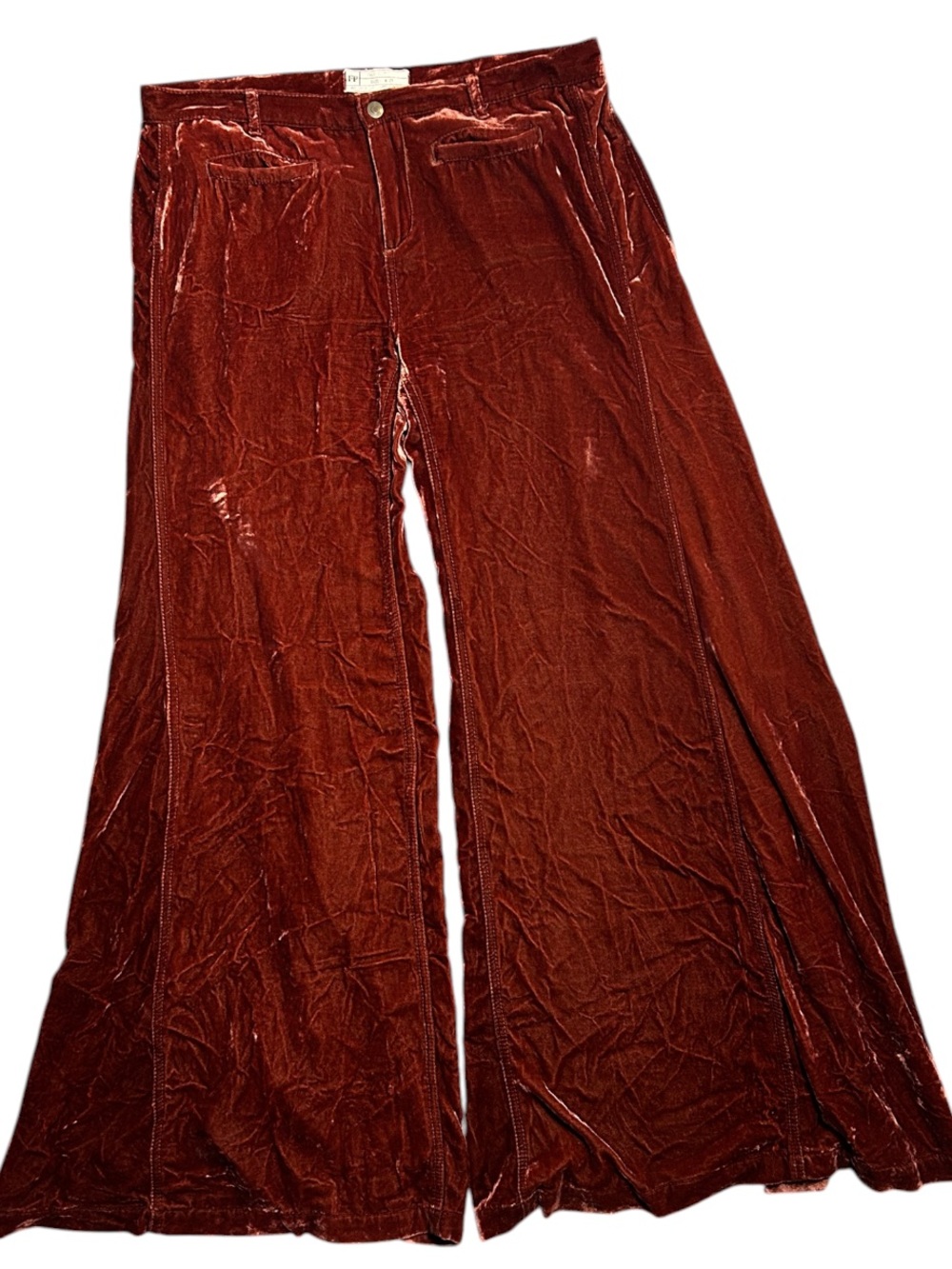 Free People Velvet Extreme Wide-leg Pants In Deep Burgundy Size 29 - Picture 2 of 6